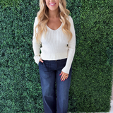 Plunging V Neck Sweater Top