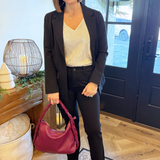 Solid Boyfriend Blazer W/ Princess Darts