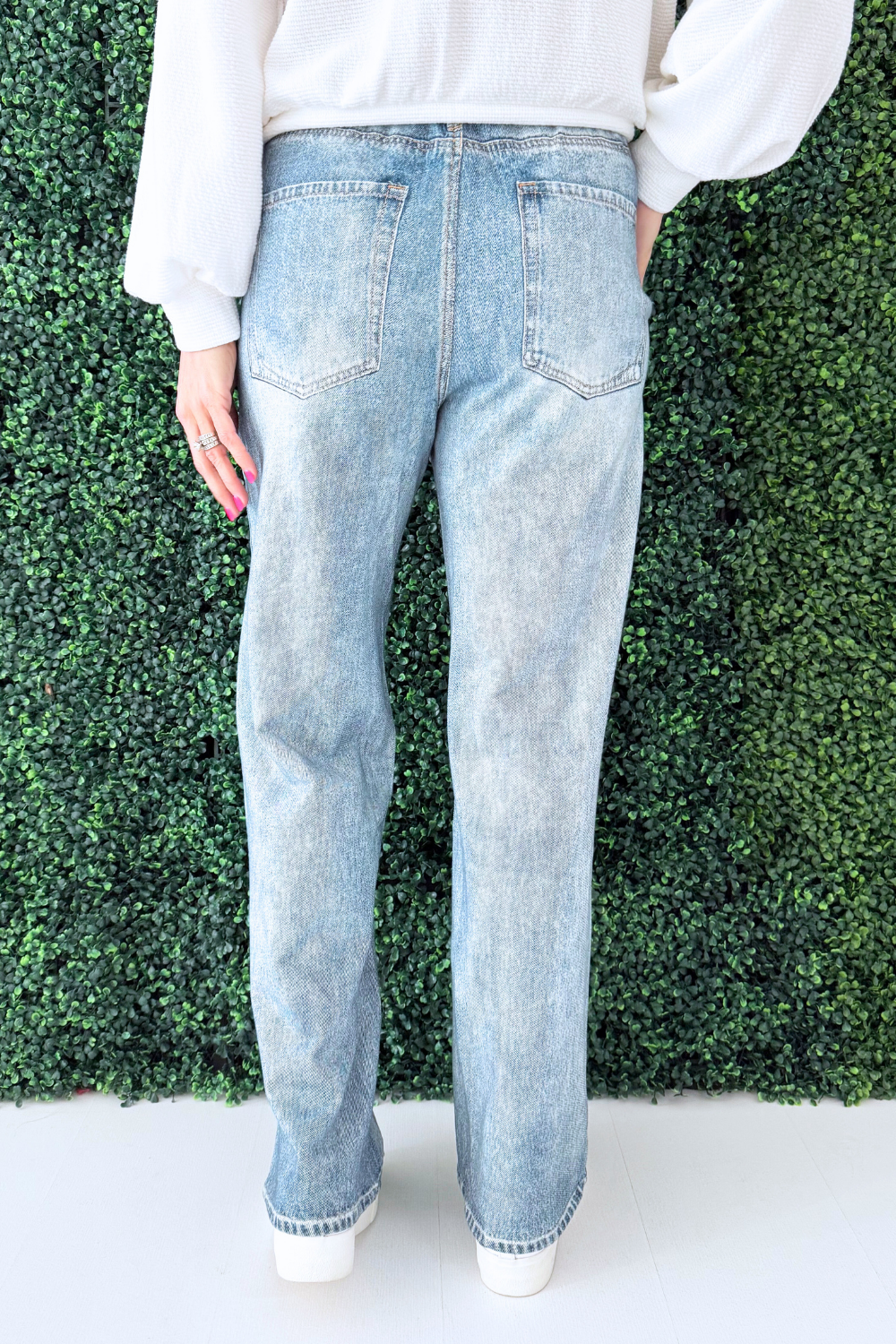 Faux Denim Track Pants - The 308 Boutique