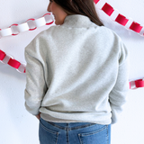 Red Gingham Nebraska Applique Grey Mockneck