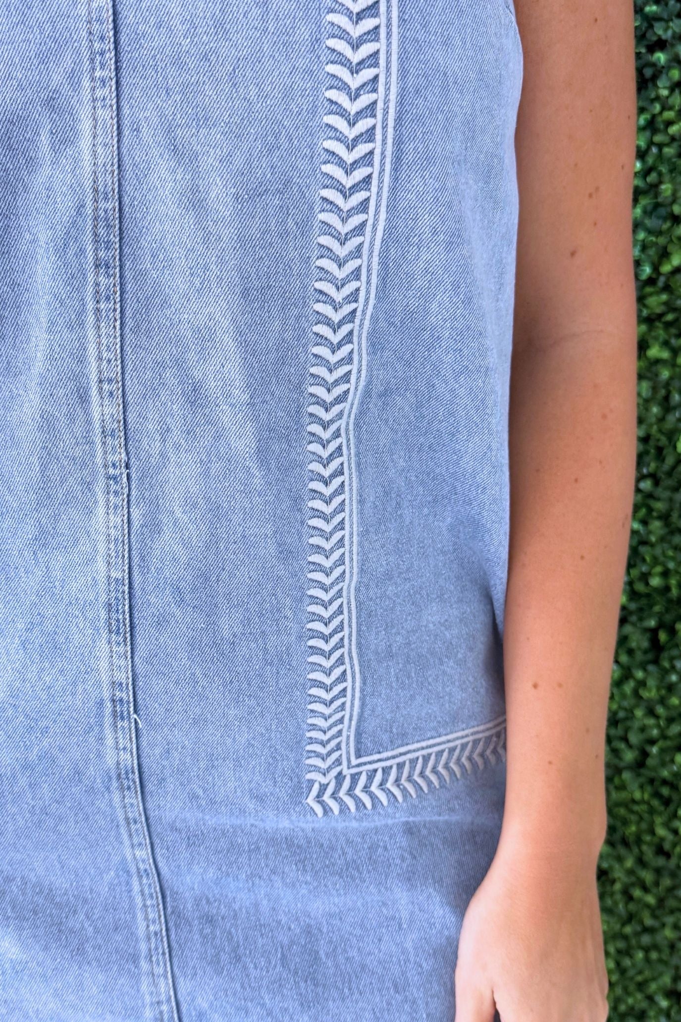 Mini Denim Dress w/ Stitch Detail