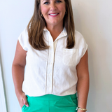 Cap Sleeve Button Down Blouse