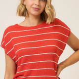 Striped Knit Short Sleeve Top