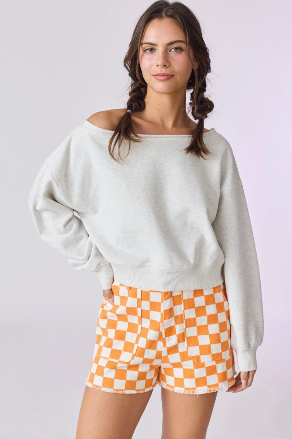 Alina Off Shoulder Cropped Sweatshirt