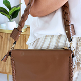 Judith Whipstitch Trim Shoulder Bag w/ Braided Handle