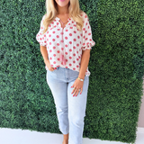 Short Sleeve Polka Dot Blouse