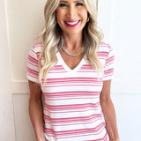 Short Sleeve V-Neck Knit Tee