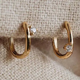 Stylish Gold Plated Rhinestones Stud Earrrings