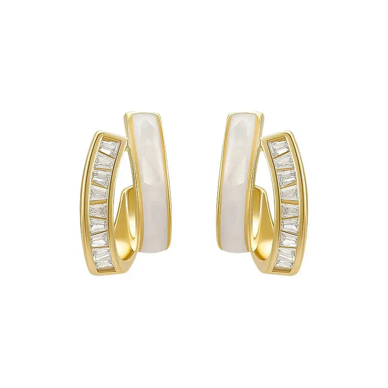 Double Layer Rhinestone Stud Earrings