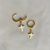 Cross Huggie Hoops
