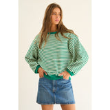 Striped Contrast Trim Sweatshirt