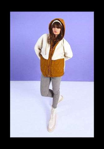 Sherpa Mixed Zip Up Jacket