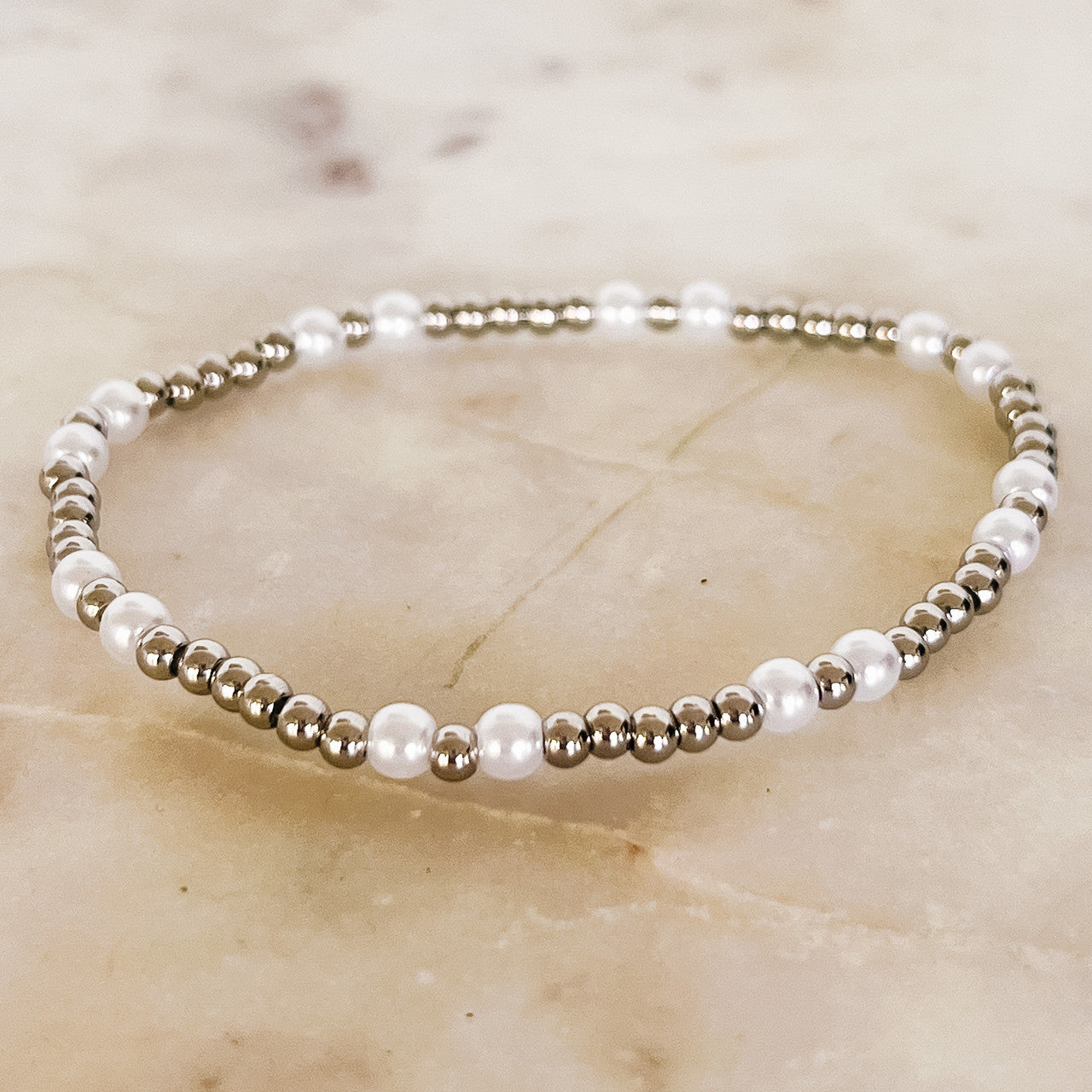 Gold Dipped Ball Beaded Bracelet with Pearls