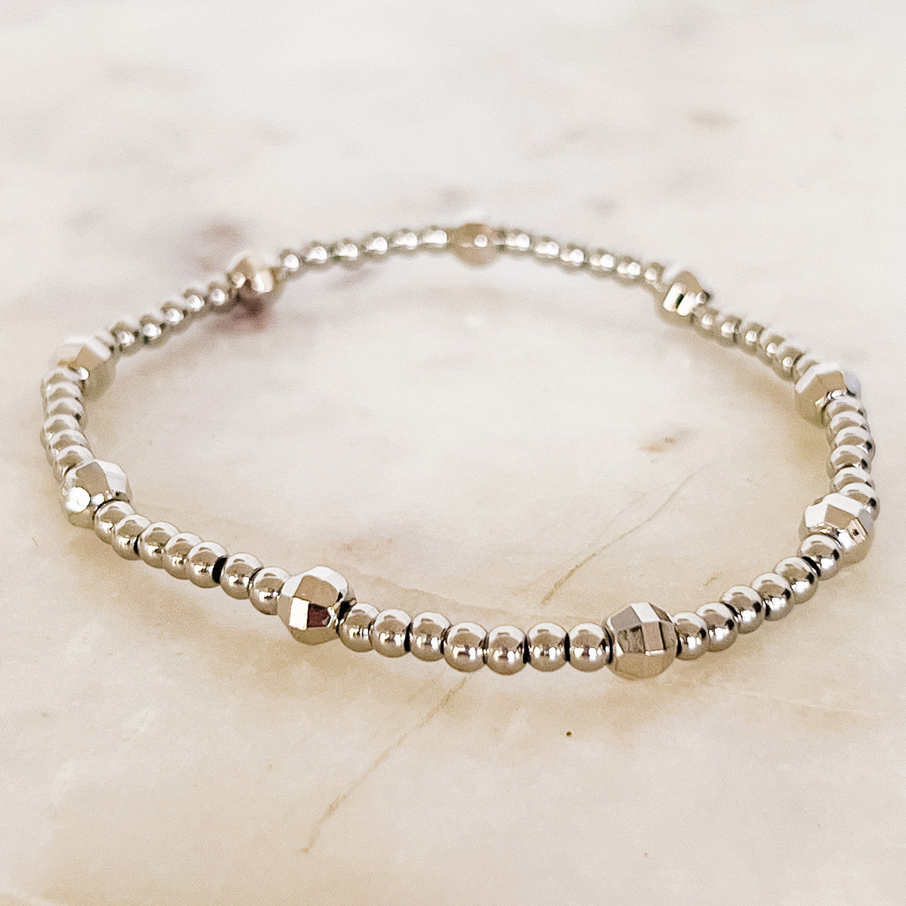 Gold Dipped Ball Beaded Bracelet with Faceted Beads - The 308 Boutique