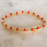 Two Strand Gold Dipped Beaded Bracelet with Seed Beads