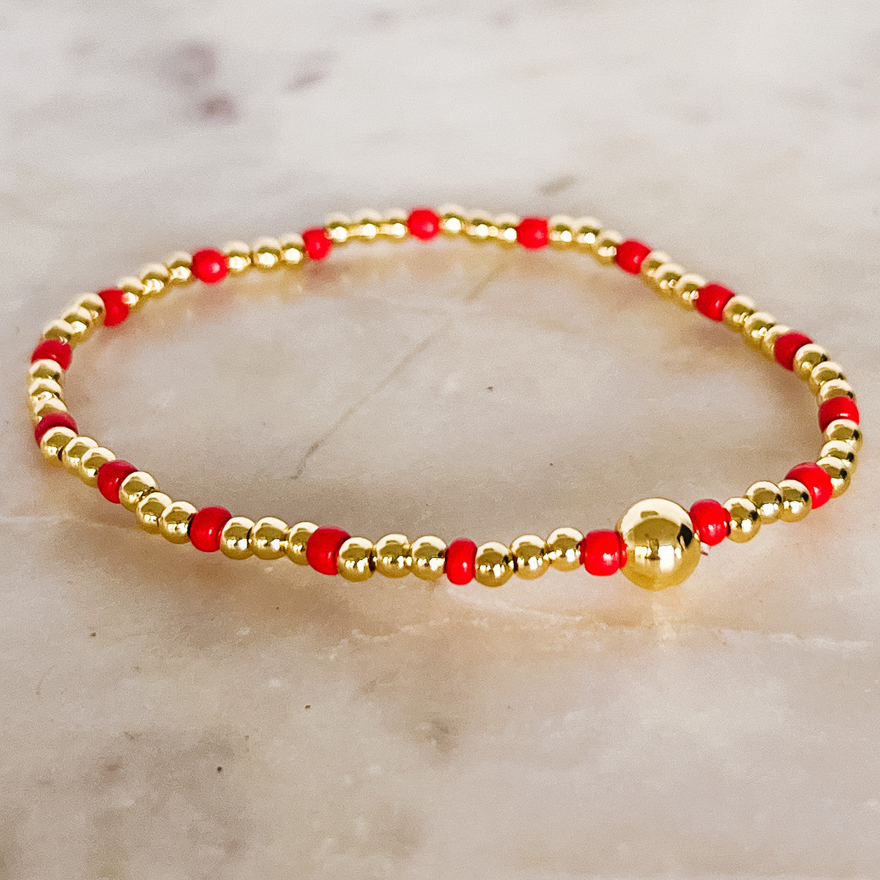 Two Strand Gold Dipped Beaded Bracelet with Seed Beads