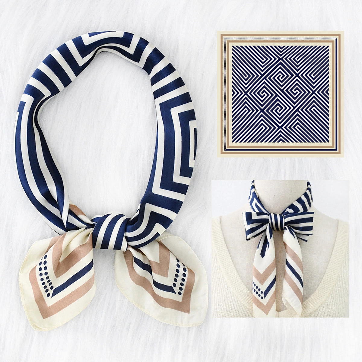 Striped Satin Square Scarf
