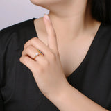 Rainbow CZ Open. Adjustable Ring W/ Pearl