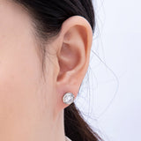 Clear CZ Round Bezel Stud Earrings