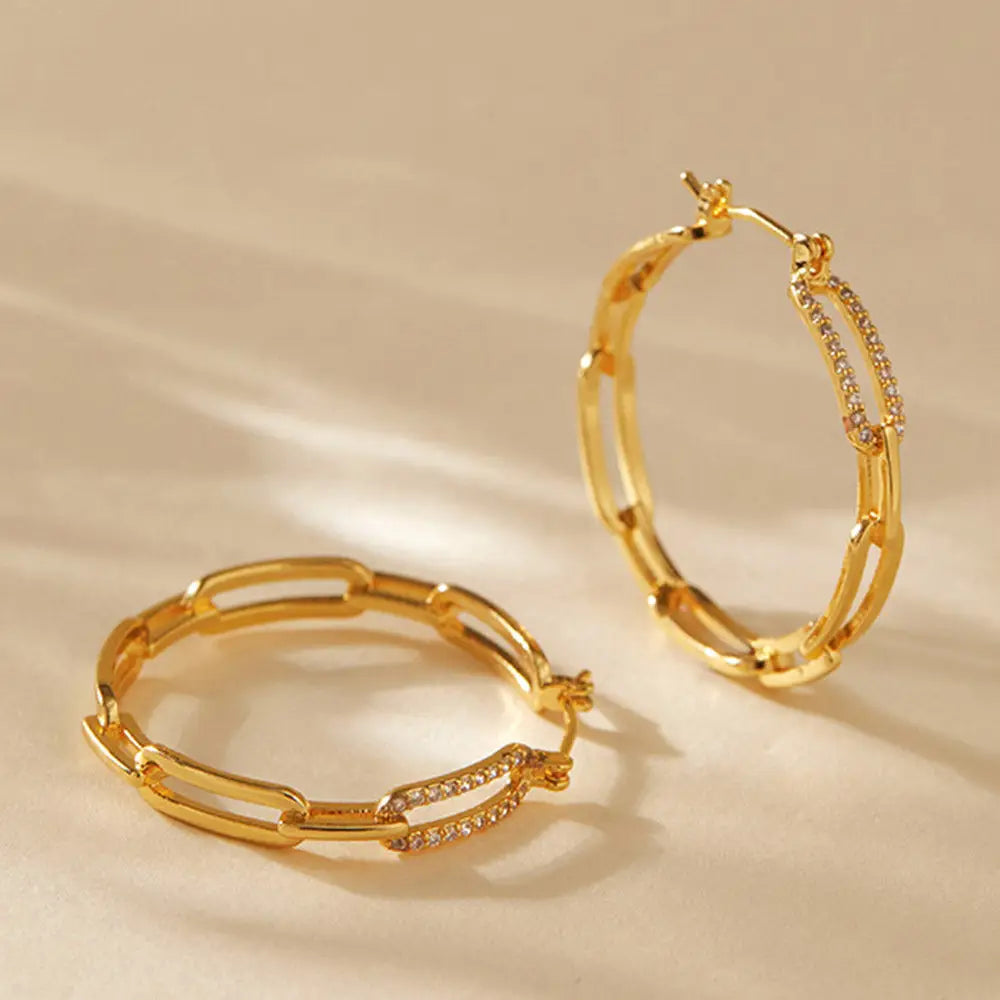 Large Vintage Plain Gold Hoop Earrings