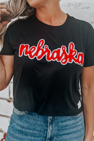 Nebraska Black Crop T-Shirt