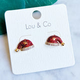 Pave Santa Hat Stud Earrings