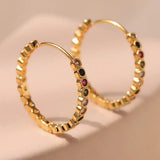 Simple Design Brass Plated Gold Hoop Earrings Colorful