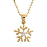 14K Gold Dipped CZ Stone Accent Snowflake Necklace