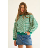 Striped Contrast Trim Sweatshirt