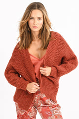 Wavy Ribbed Scallop Hem Cardigan