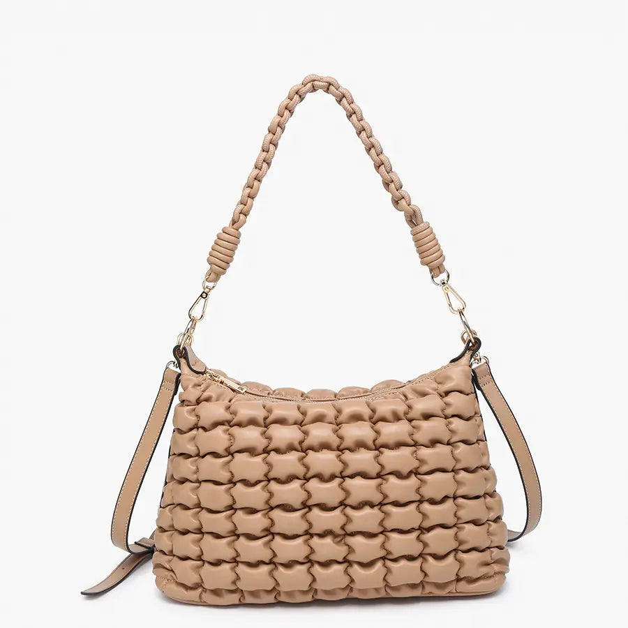 Jacqueline Puffer Shoulder Bag w/ Macrame Strap
