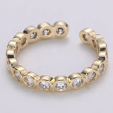 Round Bezel CZ Open Ring Band