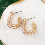 Pearl Pave Triangle Hoop Earrings