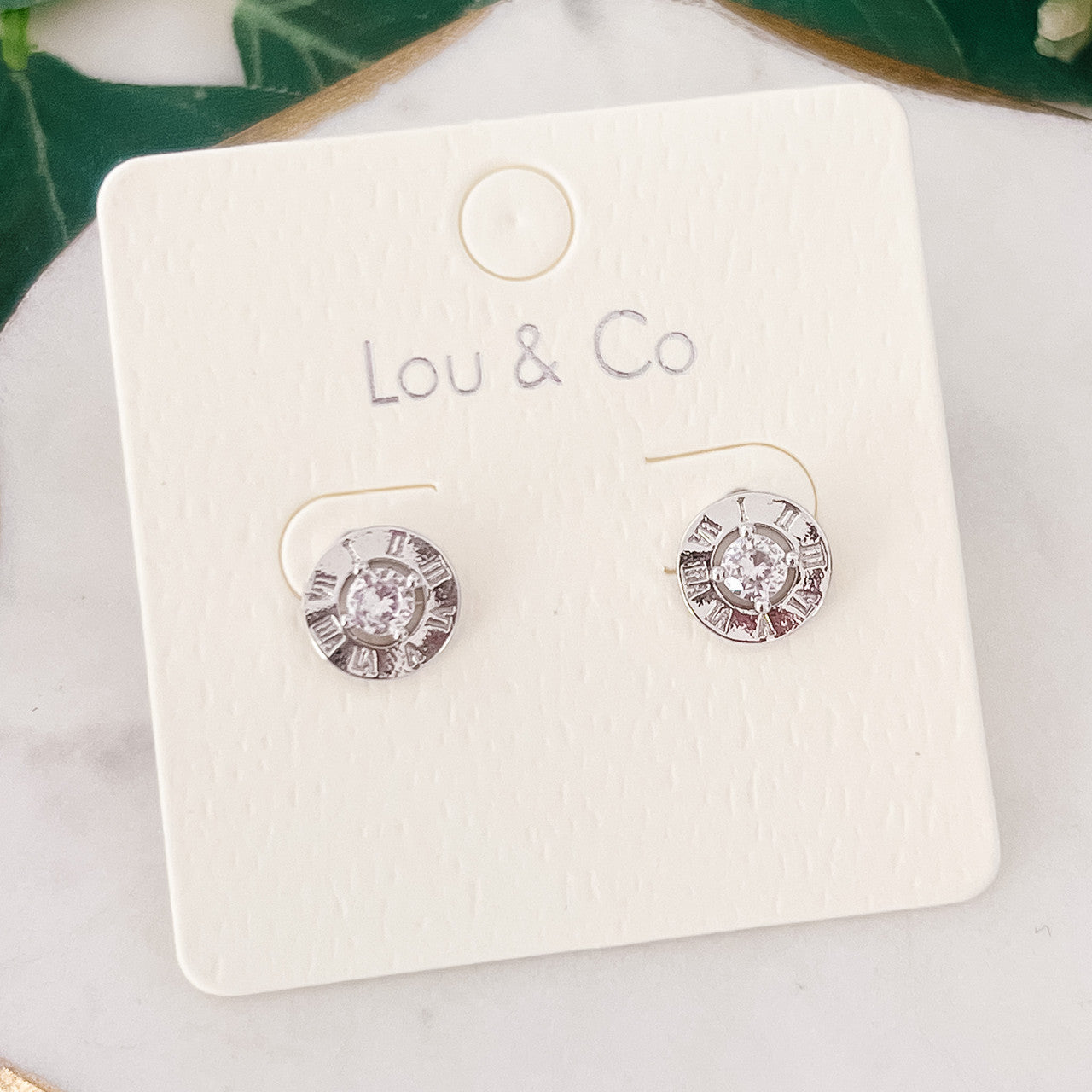 Clock CZ Stud Earrings