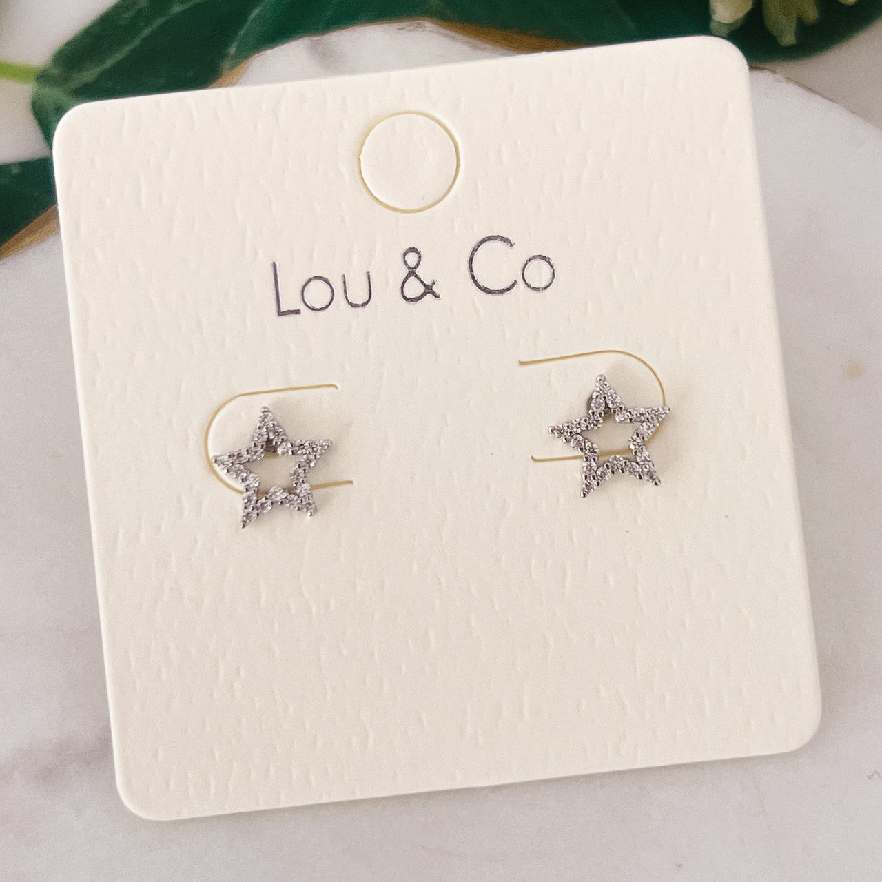 CZ Open Star Stud Earrings
