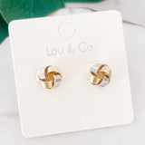 Mixed Metal Knot Stud Earrings