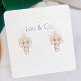 Pearl Cross Earrings