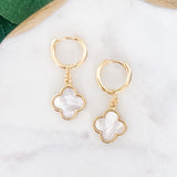 Huggies with MOP Quatrefoil Charm