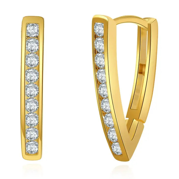 V Shaped Diamond Hoop Earrings