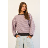 Striped Contrast Trim Sweatshirt