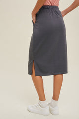 French Terry Midi Skirt W/ Side Slit