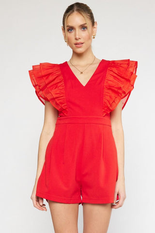Layered Ruffle Sleeve Romper