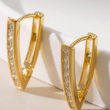 V Shaped Diamond Hoop Earrings