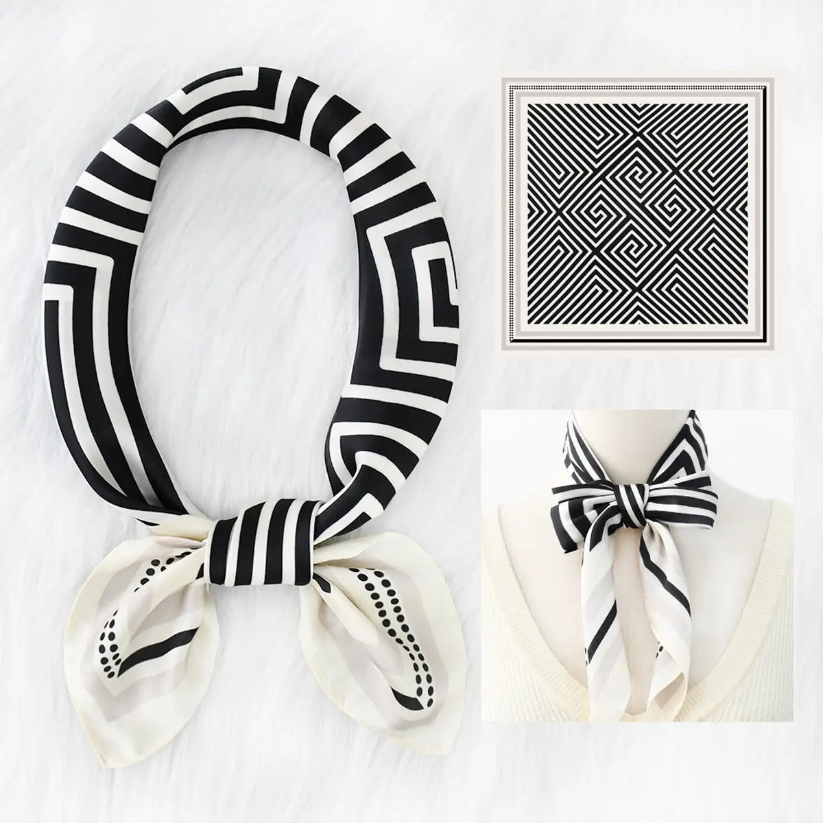 Striped Satin Square Scarf