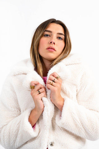 Fuzzy Lapel Long Sleeve Jacket