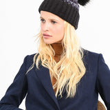 Double Stripe Pom Beanie