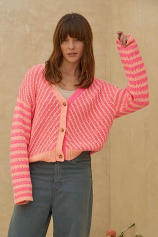 Bright Striped Knit Cardigan
