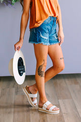 Jane High Rise Long Fray Hem Short