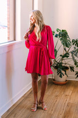 Long Sleeve Chiffon Wrap Dress