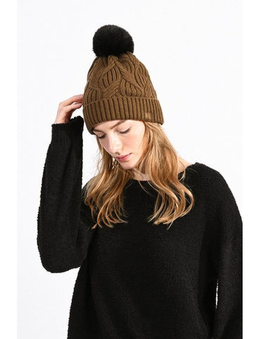 Cable Knit Pom Beanie